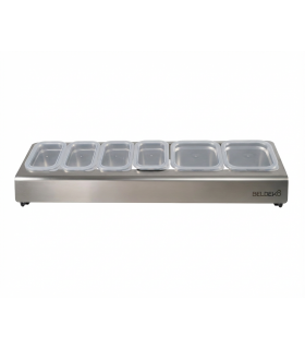 Saladette en Inox BELDEKO - 6 Boîtes avec Couvercles Étanches et Support Métallique à Ventouses