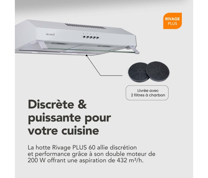 hotte casquette, 60 cm, blanche, visiere, 200x, puissante, double moteur