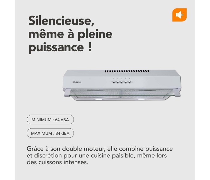 hotte casquette, 60 cm, blanche, visiere, 200x, puissante, double moteur