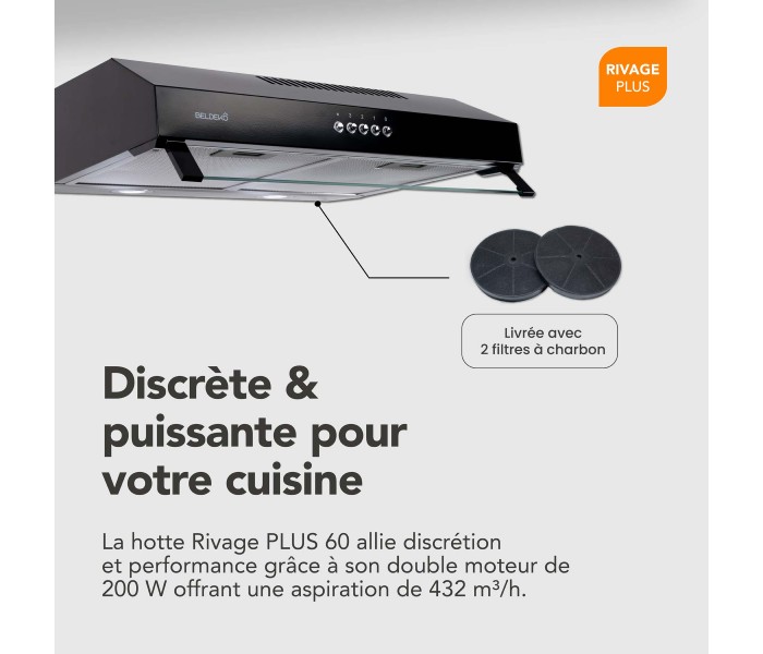 hotte casquette, 60 cm, noir, visiere,  puissante, double moteur