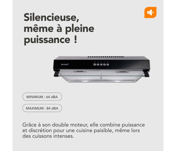 hotte casquette, 60 cm, noir, visiere,  puissante, double moteur