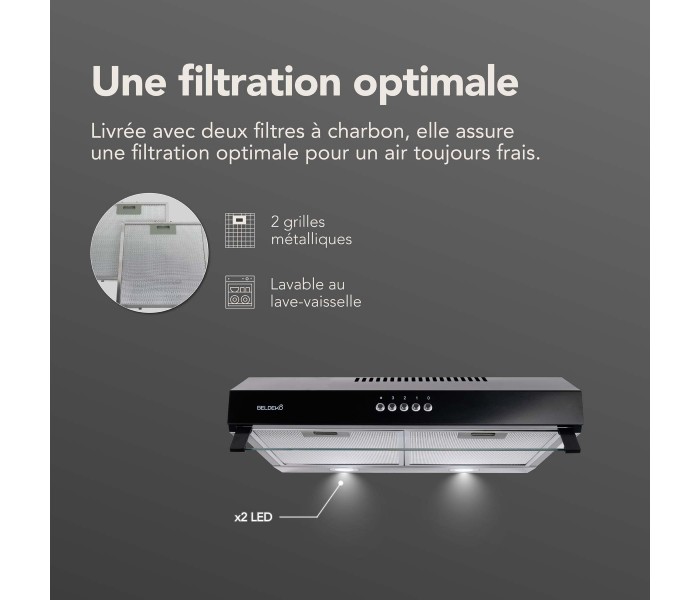 hotte casquette, 60 cm, noir, visiere,  puissante, double moteur