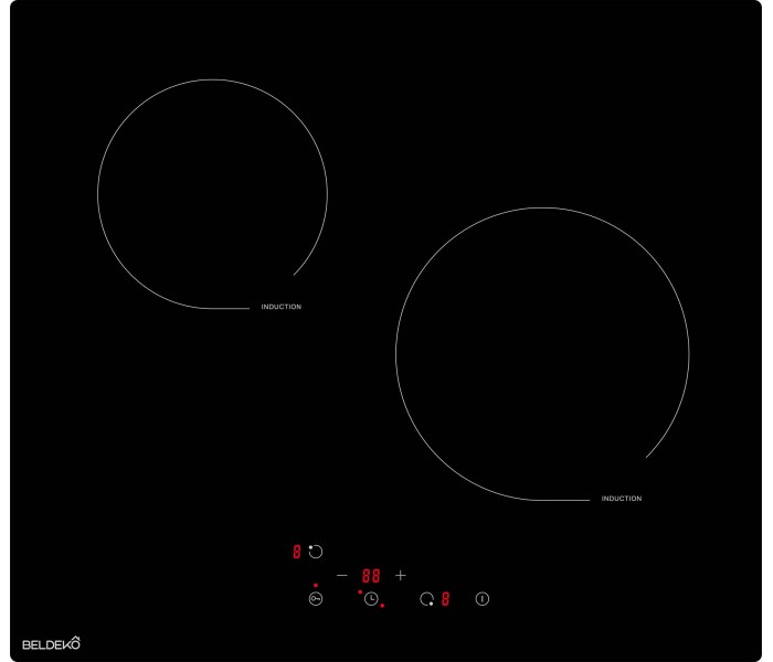laque de cuisson à induction 3500W – Taille standard 59x52 cm avec seulement 2 foyers - minuteur