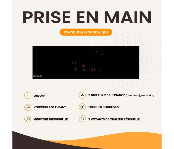 Plaque de cuisson à induction 3500W – Taille standard 59x52 cm avec seulement 2 foyers - minuteur