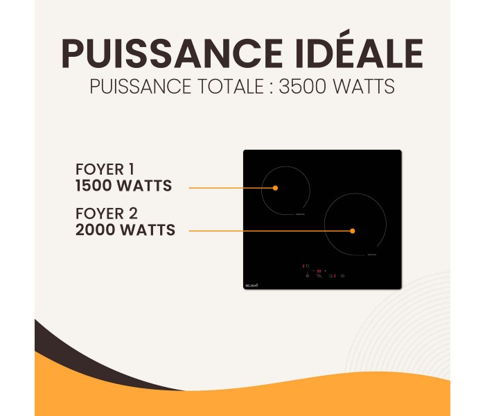 Plaque de cuisson à induction 3500W – Taille standard 59x52 cm avec seulement 2 foyers - minuteur