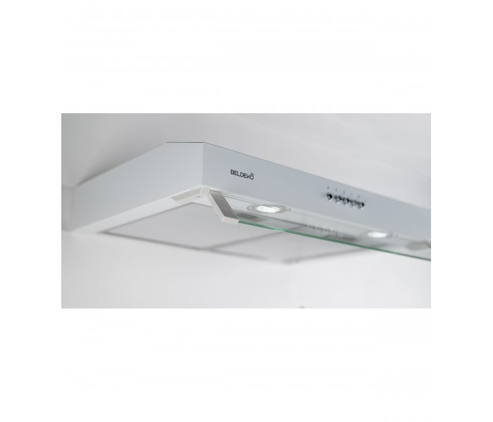 hotte casquette, hotte visiere, blanche, blanc, 60 cm, 59,5 cm, sous meuble, hotte chantier immobilier