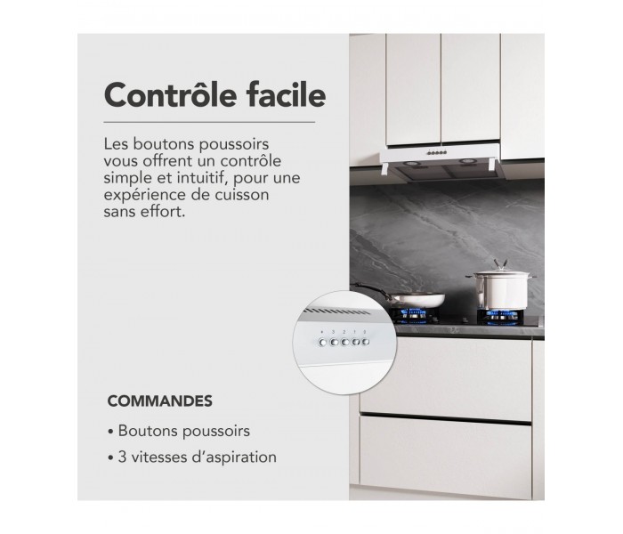 hotte casquette, hotte visiere, blanche, blanc, 60 cm, 59,5 cm, sous meuble, hotte chantier immobilier