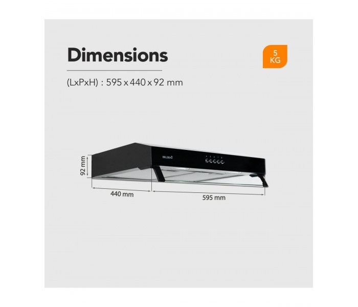 hotte casquette, hotte visière, noir, 60 cm, 59,5 cm, hotte fine, hotte chantier