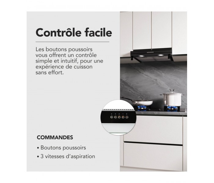 hotte casquette, hotte visière, noir, 60 cm, 59,5 cm, hotte fine, hotte chantier