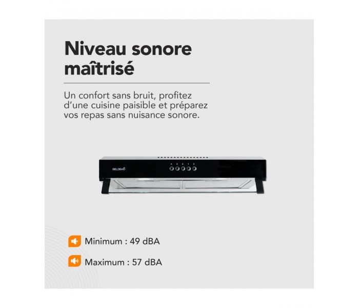 hotte casquette, hotte visière, noir, 60 cm, 59,5 cm, hotte fine, hotte chantier