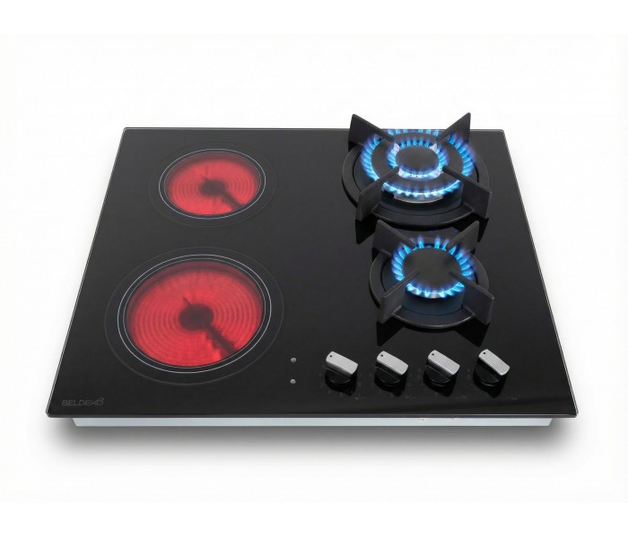 plaque de cuisson bridge, gaz et vitro, gaz et vitrocéramique, encastrable, gaz electrique