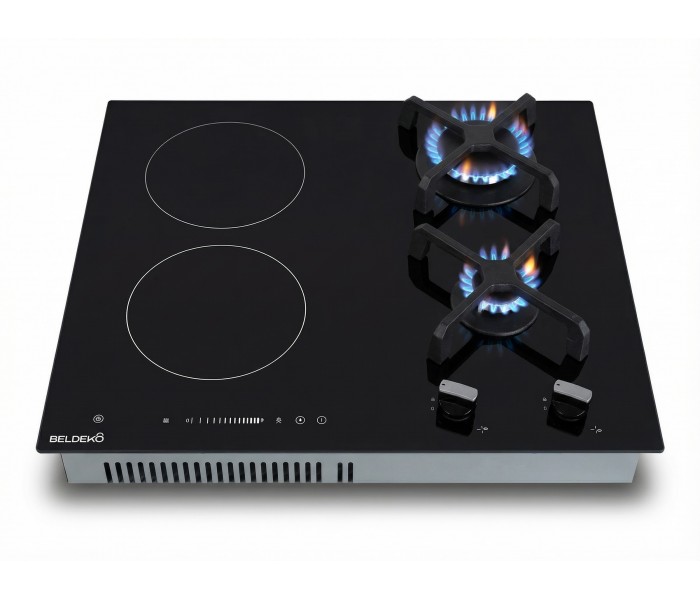 plaque bridge, plaque de cuisson double, gaz et induction, plaque mixte induction gaz, encastrable, 4 foyers