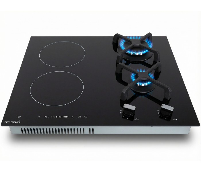 plaque bridge, plaque de cuisson double, gaz et induction, plaque mixte induction gaz, encastrable, 4 foyers