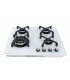 PLAQUE DE CUISSON GAZ, 4 FOYERS, 4 ZONES, ENCASTRABLE, verre blanc, blanche, bruleurs fonte