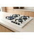Plaque de cuisson gaz 4 foyers – Verre blanc dépoli – Double couronne 8000 W – 56x48 cm