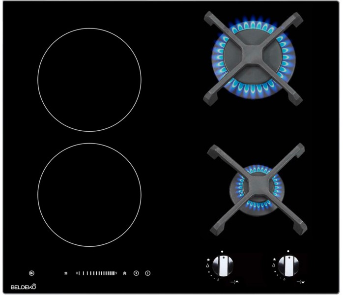 plaque bridge, plaque de cuisson double, gaz et induction, plaque mixte induction gaz, encastrable, 4 foyers