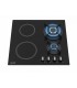Plaque de cuisson mixte gaz et vitrocéramique 4 foyers – Double couronne - 8200 W – Manettes