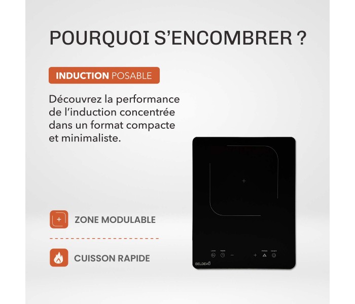 plaque induction posable, 1 feux, 1 foyer, 1 zone, plaque induction portable