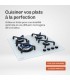 PLAQUE DE CUISSON GAZ, 4 FOYERS, 4 ZONES, ENCASTRABLE, verre blanc, blanche, bruleurs fonte
