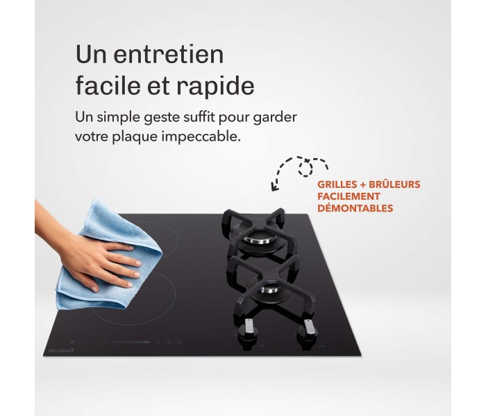 plaque bridge, plaque de cuisson double, gaz et induction, plaque mixte induction gaz, encastrable, 4 foyers