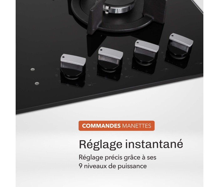 Plaque mixte, vitrocéramique et gaz, vitro gaz, 2 foyers de chaque, plaque bridge, vitro gaz