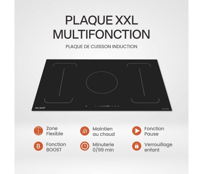 Plaque induction 5 zones, 5 foyers, 5 feux, flex, multizones, bridge, induction puissante