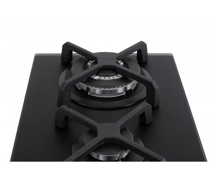 Plaque gaz 2 feux, noir mat, encastrable, double couronne, verre dépoli, beldeko, domino gaz, 2 zones