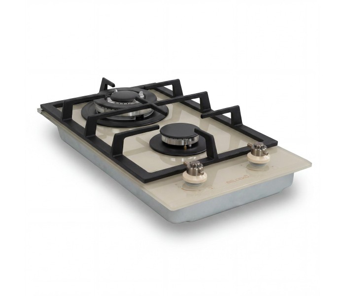 Domino gaz beige, plaque gaz 2 feux beige, plaque gaz, 2 feux, 2 foyers, encastrable