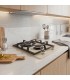 PLAQUE DE CUISSON GAZ 2 FOYERS DOUBLE COURONNE - VERRE BEIGE ET FONTE - 5200 WATTS - BELDEKO