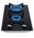 PLAQUE DE CUISSON GAZ 2 FOYERS DOUBLE COURONNE - VERRE NOIR ET FONTE - 5200 WATTS - BELDEKO