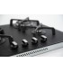 PLAQUE DE CUISSON GAZ 4 FOYERS DOUBLE COURONNE - VERRE NOIR MAT ET FONTE - 8000 WATTS - BELDEKO