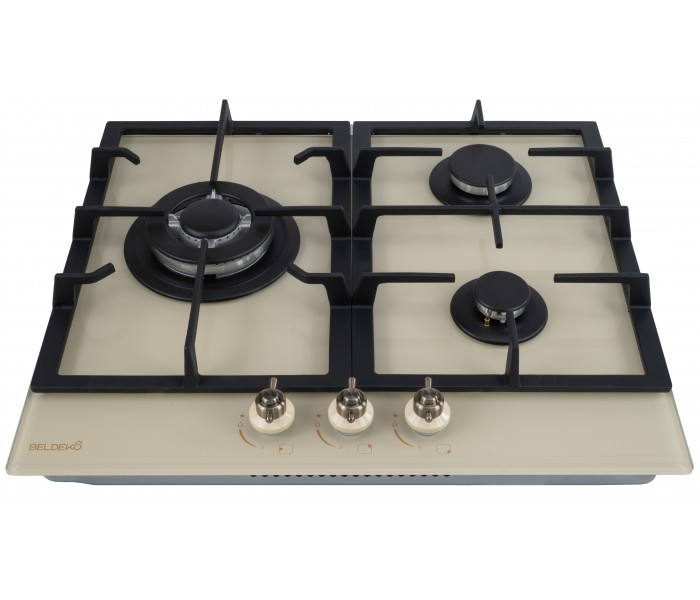 Plaque gaz beige, 3 feux, 3 zones, 3 foyers, plaque gaz beige 3 feux, encastrable