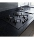 PLAQUE DE CUISSON GAZ 4 FOYERS DOUBLE COURONNE - VERRE NOIR MAT ET FONTE - 8000 WATTS - BELDEKO