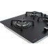 PLAQUE DE CUISSON GAZ 3 FOYERS DOUBLE COURONNE - VERRE NOIR MAT ET FONTE - 6200 WATTS - BELDEKO