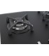 PLAQUE DE CUISSON GAZ 3 FOYERS DOUBLE COURONNE - VERRE NOIR MAT ET FONTE - 6200 WATTS - BELDEKO