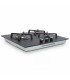 Plaque de cuisson gaz 3 feux, 3 foyers, 3 zones, encastrable, noir, noir mat, double couronne