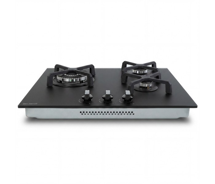 Plaque de cuisson gaz 3 feux, 3 foyers, 3 zones, encastrable, noir, noir mat, double couronne