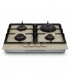 plaque gaz 4 feux, beige, plaque gaz beige, 4 zones, 4 foyers, encastrable, double couronne, verre, francaise, marque francaise