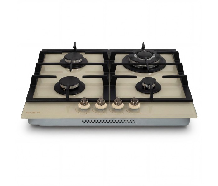 plaque gaz 4 feux, beige, plaque gaz beige, 4 zones, 4 foyers, encastrable, double couronne, verre, francaise, marque francaise