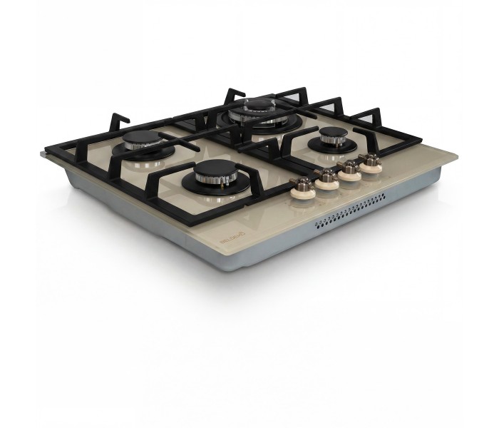 plaque gaz 4 feux, beige, plaque gaz beige, 4 zones, 4 foyers, encastrable, double couronne, verre, francaise, marque francaise