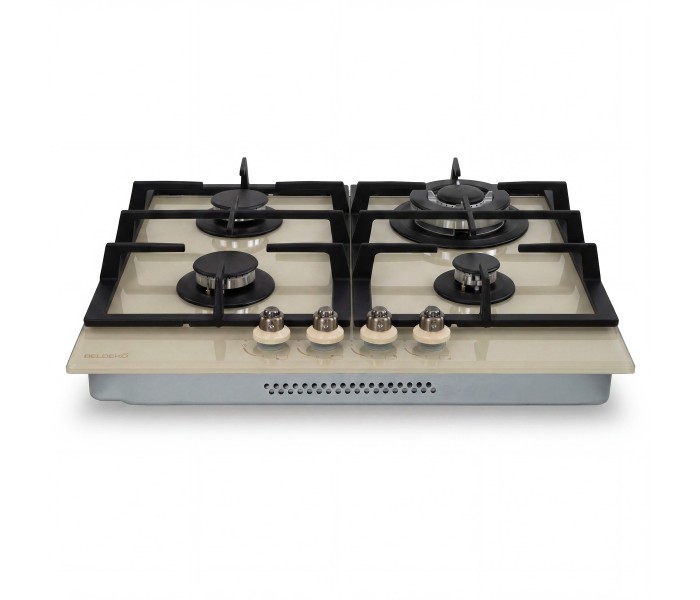 plaque gaz 4 feux, beige, plaque gaz beige, 4 zones, 4 foyers, encastrable, double couronne, verre, francaise, marque francaise