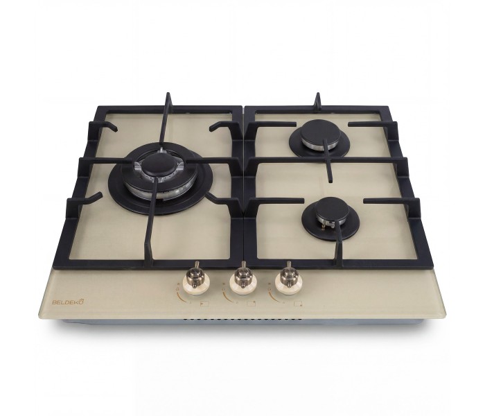 Plaque gaz beige, 3 feux, 3 zones, 3 foyers, plaque gaz beige 3 feux, encastrable