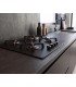 PLAQUE DE CUISSON GAZ 4 FOYERS DOUBLE COURONNE - VERRE NOIR MAT ET FONTE - 8000 WATTS - BELDEKO