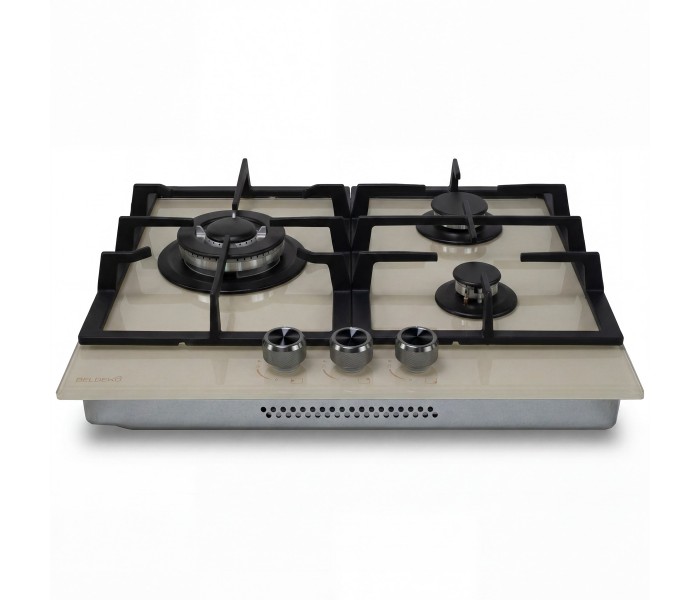 Plaque gaz beige, 3 feux, 3 zones, 3 foyers, plaque gaz beige 3 feux, encastrable