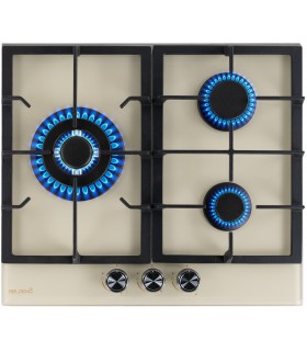 Plaque gaz beige, 3 feux, 3 zones, 3 foyers, plaque gaz beige 3 feux, encastrable