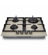 plaque gaz 4 feux, beige, plaque gaz beige, 4 zones, 4 foyers, encastrable, double couronne, verre, francaise, marque francaise