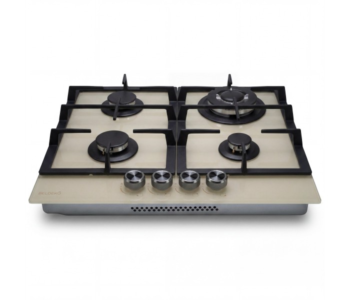 plaque gaz 4 feux, beige, plaque gaz beige, 4 zones, 4 foyers, encastrable, double couronne, verre, francaise, marque francaise