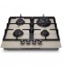 plaque gaz 4 feux, beige, plaque gaz beige, 4 zones, 4 foyers, encastrable, double couronne, verre, francaise, marque francaise