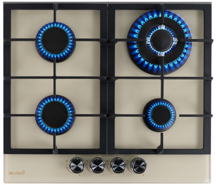 plaque gaz 4 feux, beige, plaque gaz beige, 4 zones, 4 foyers, encastrable, double couronne, verre, francaise, marque francaise