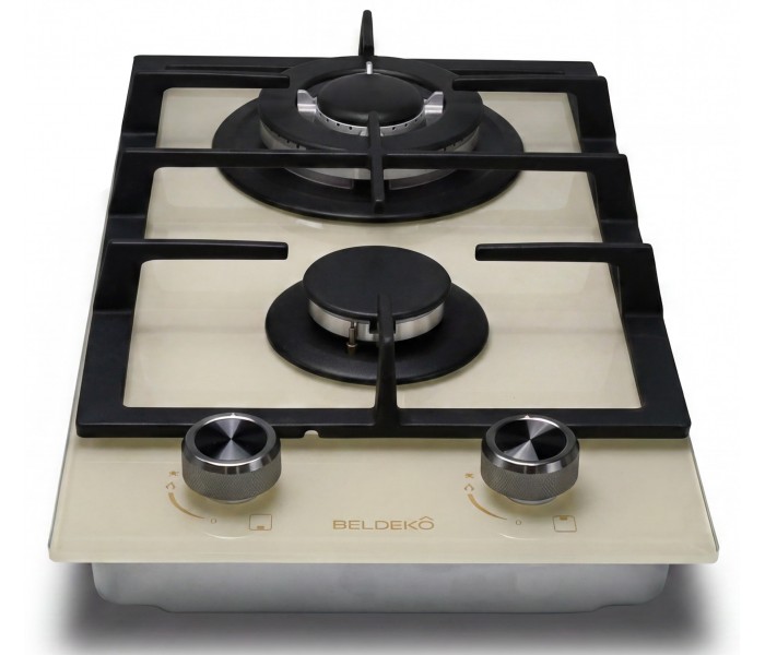 Domino gaz beige, plaque gaz 2 feux beige, plaque gaz, 2 feux, 2 foyers, encastrable